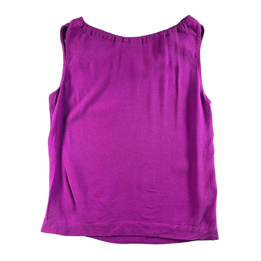 Kate Spade Selena Large Crepe Sleeveless Blouse Bajarose Purple Orange Back Tie